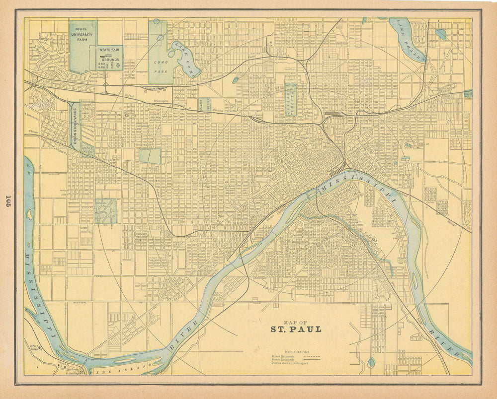 Map of Saint Paul town city plan. Minnesota. CRAM 1894 old antique chart