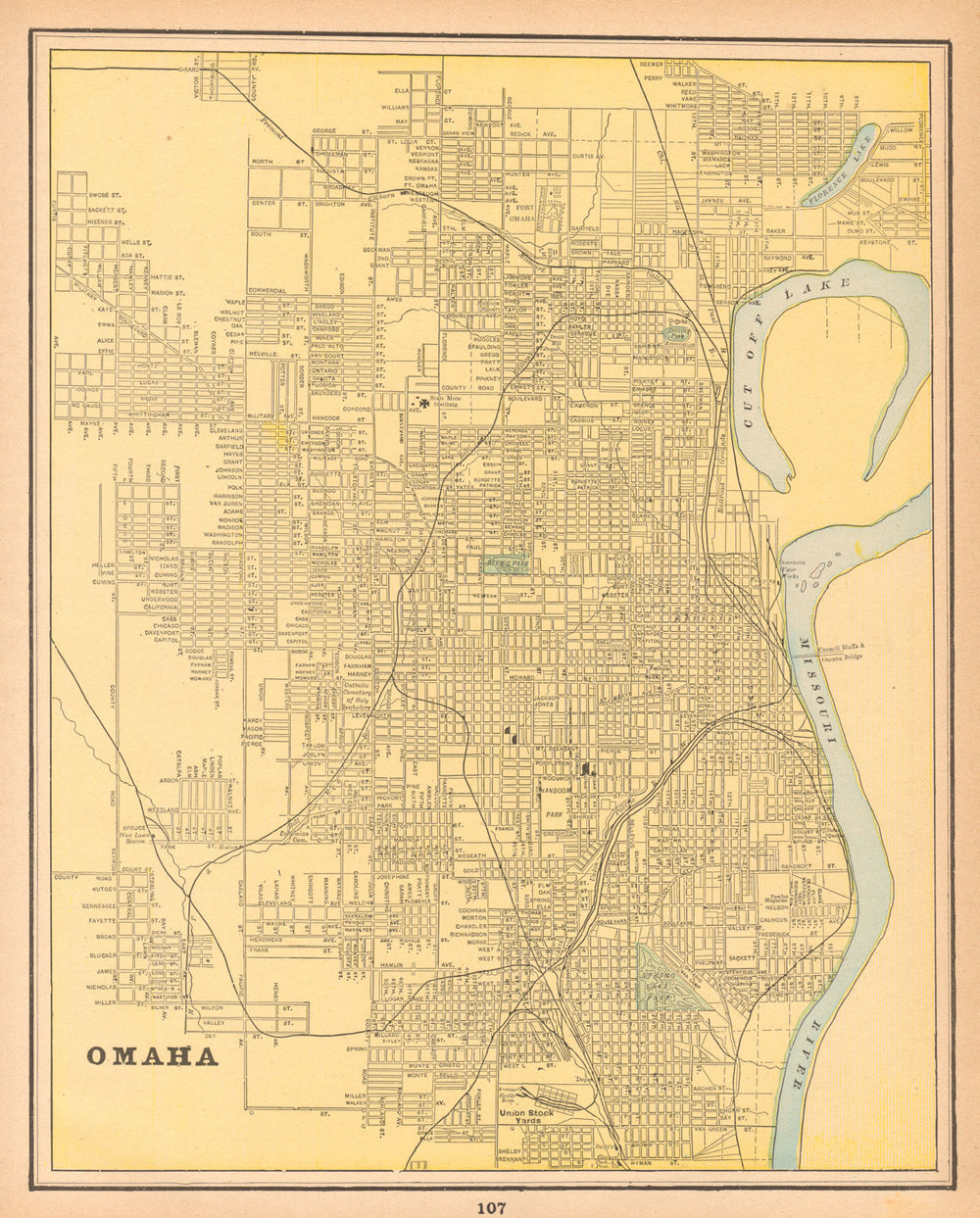 Omaha town city plan. Nebraska. CRAM 1894 old antique vintage map chart