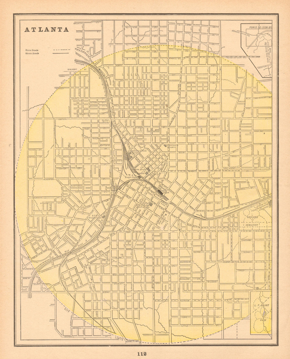 Atlanta town city plan. Georgia. CRAM 1894 old antique vintage map chart