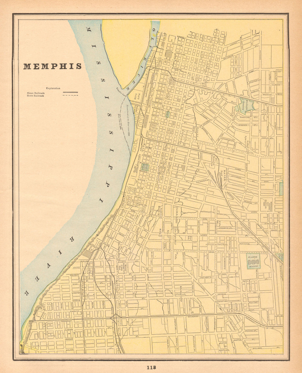 Memphis town city plan. Tennessee. CRAM 1894 old antique map chart