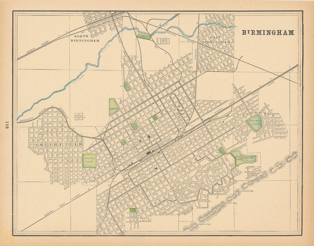 Birmingham town city plan. Alabama. CRAM 1894 old antique map chart