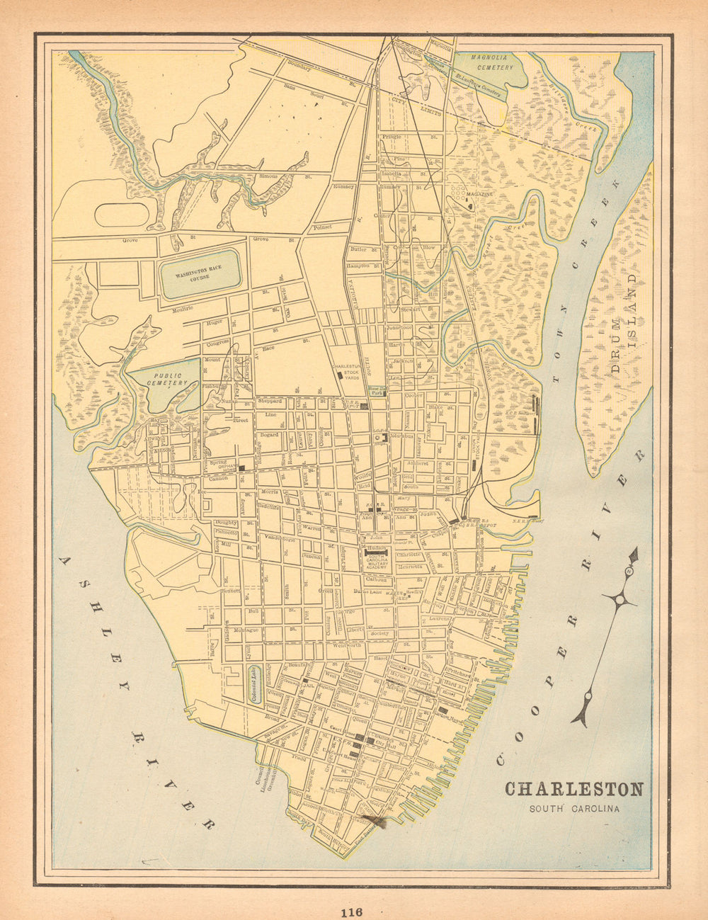Charleston town city plan. South Carolina. CRAM 1894 old antique map chart