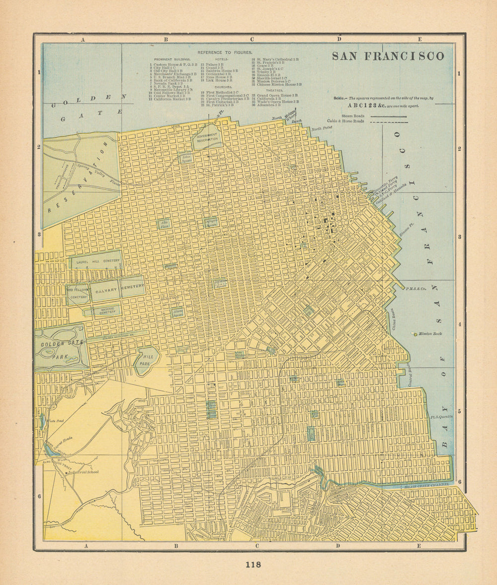 San Francisco town city plan. California. CRAM 1894 old antique map chart
