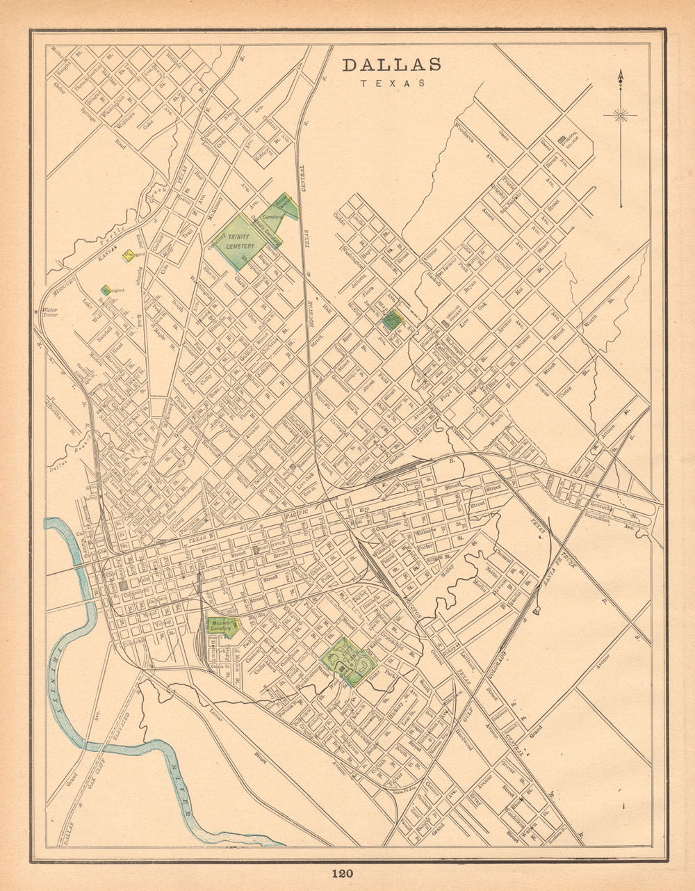 Dallas town city plan. Texas. CRAM 1894 old antique vintage map chart