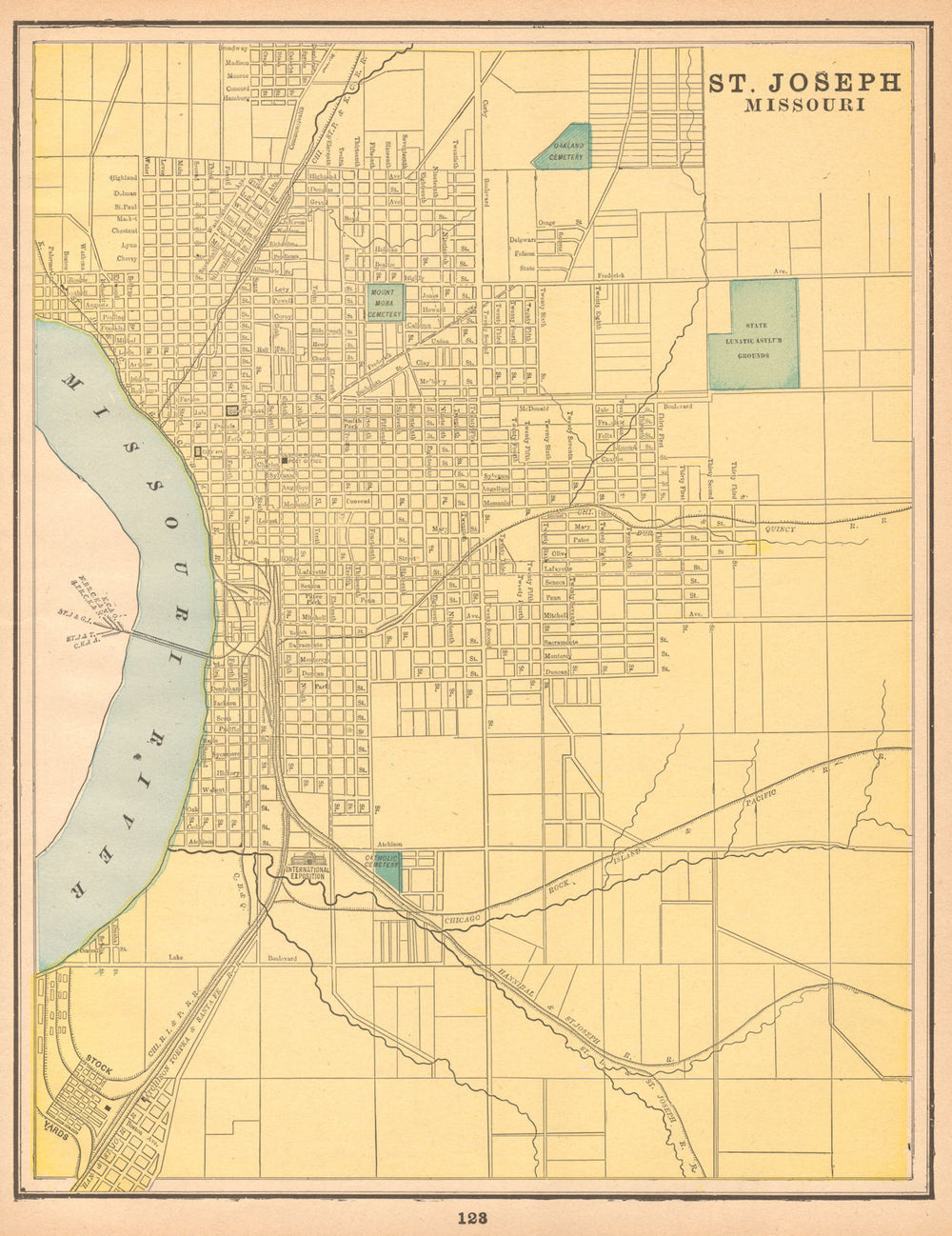 Saint Joseph town city plan. Missouri. CRAM 1894 old antique map chart