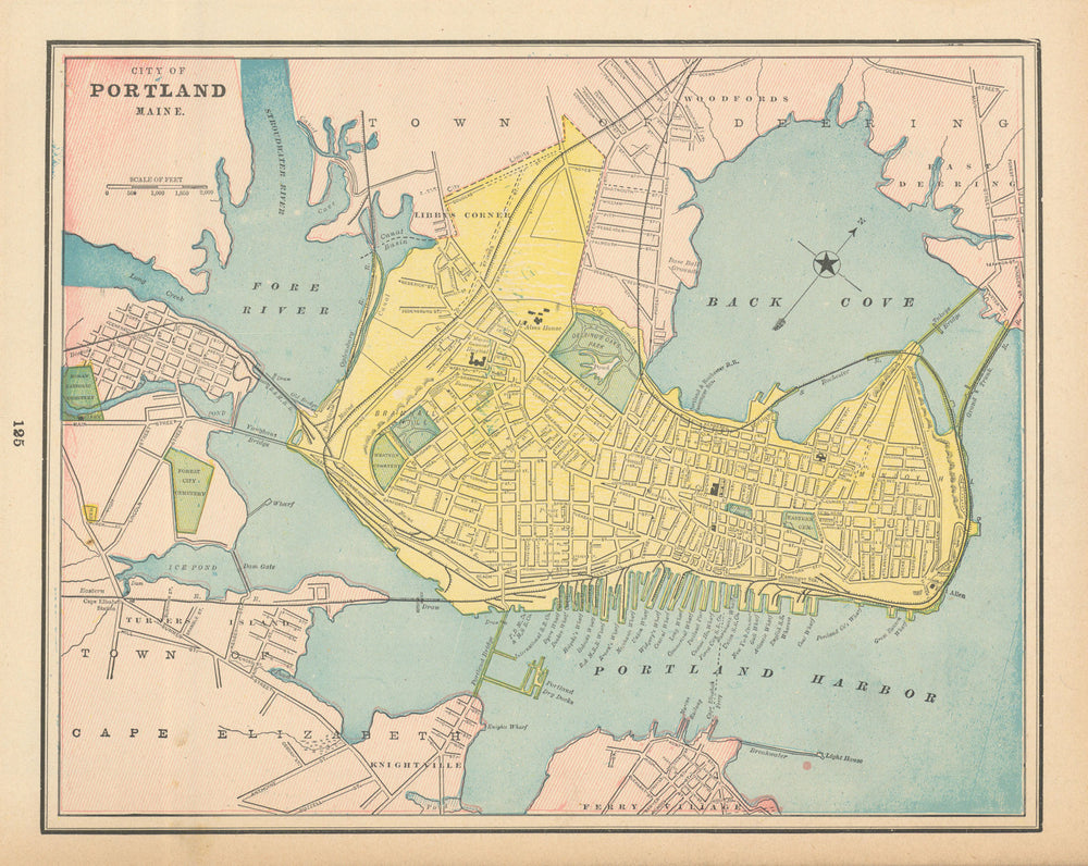 City of Portland town plan. Maine. CRAM 1894 old antique map chart