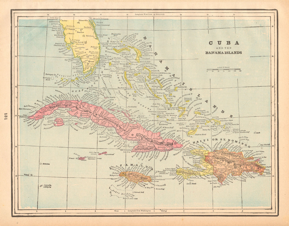 Cuba & Bahamas. Haiti Jamaica Caribbean Florida Turks Caicos. CRAM 1894 map