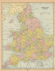 England & Wales. Counties & railways. CRAM 1894 old antique map plan chart