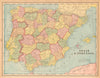 Spain and Portugal. Iberia. CRAM 1894 old antique vintage map plan chart