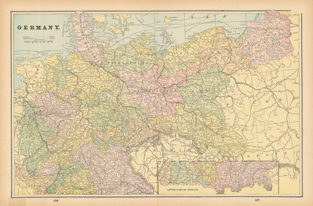 Germany including Lorraine, Prussia Posen Silesia. Poland. CRAM 1894 old map
