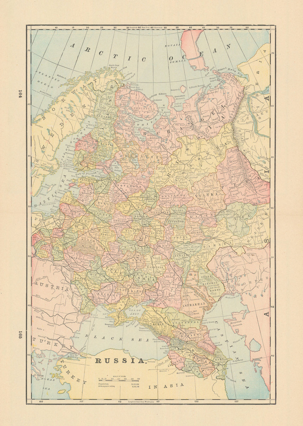 Russia in Europe. Finland Poland Caucasus Ukraine Belarus. CRAM 1894 old map