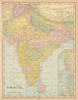 British India showing states. Nepal. CRAM 1894 old antique map plan chart