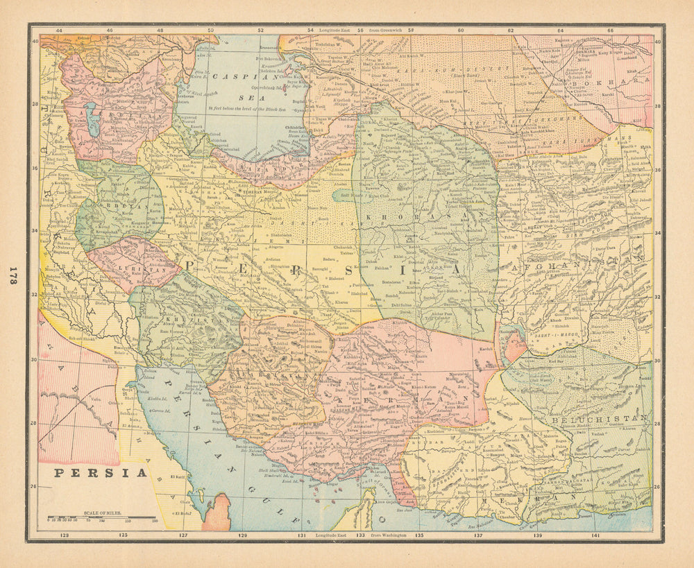 Persia. Iran. "Queyt" Kuwait. CRAM 1894 old antique vintage map plan chart