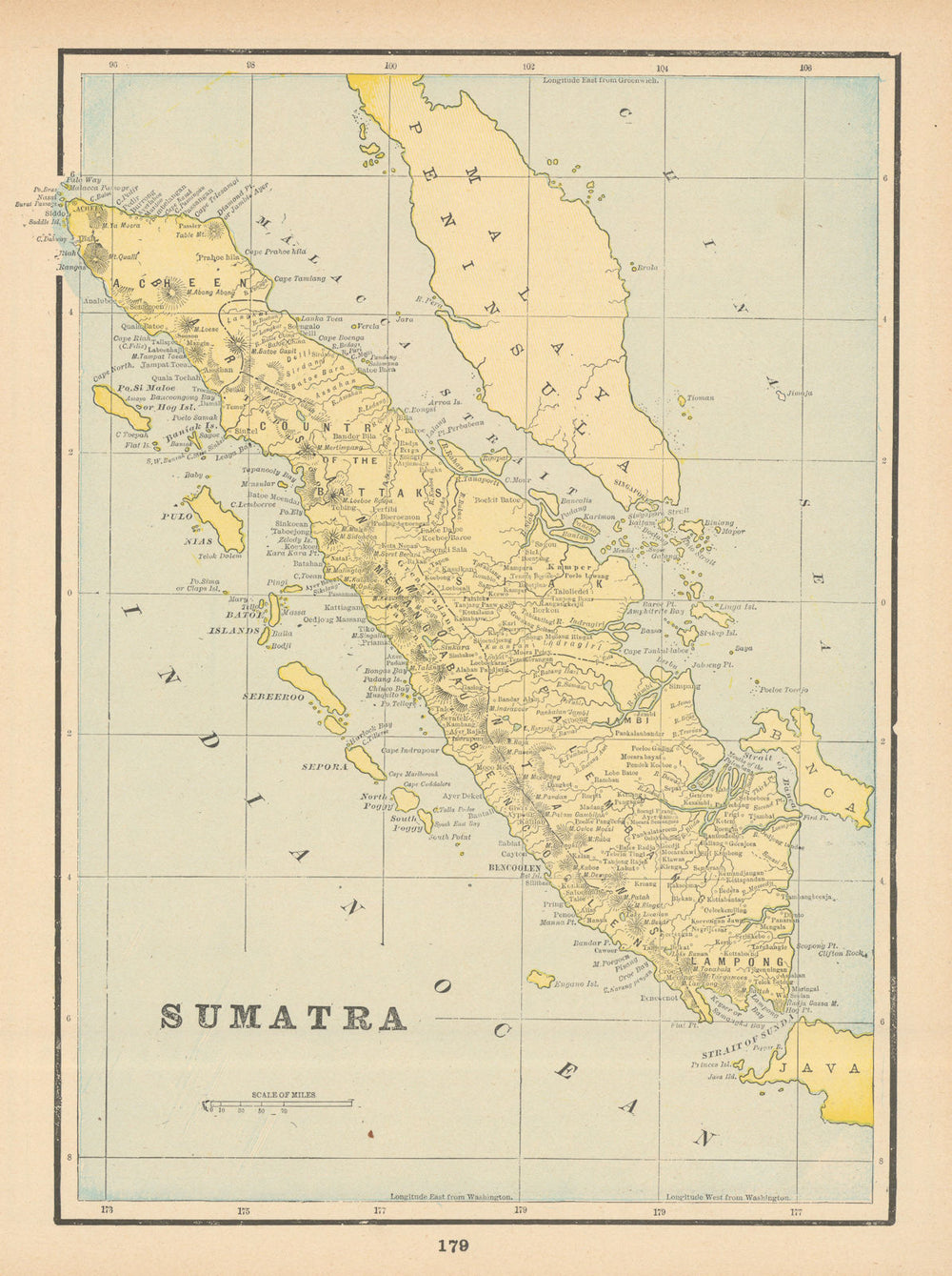 Sumatra. Dutch East Indies. Indonesia. CRAM 1894 old antique map plan chart