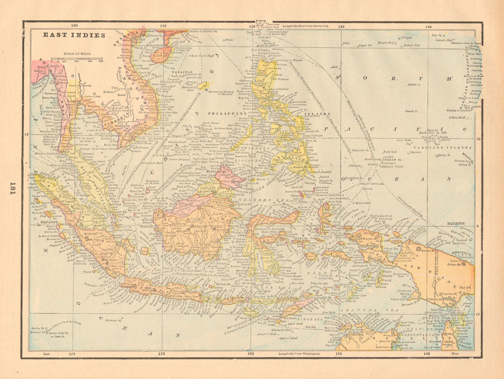 East Indies. Indonesia Philippines Indochina Malaysia. CRAM 1894 old map