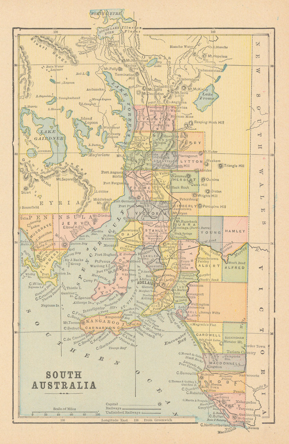 South Australia. CRAM 1894 old antique vintage map plan chart