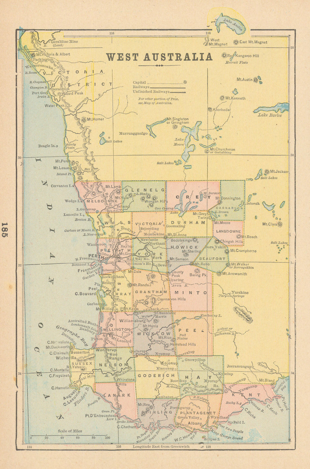 West Australia. Western Australia. CRAM 1894 old antique map plan chart