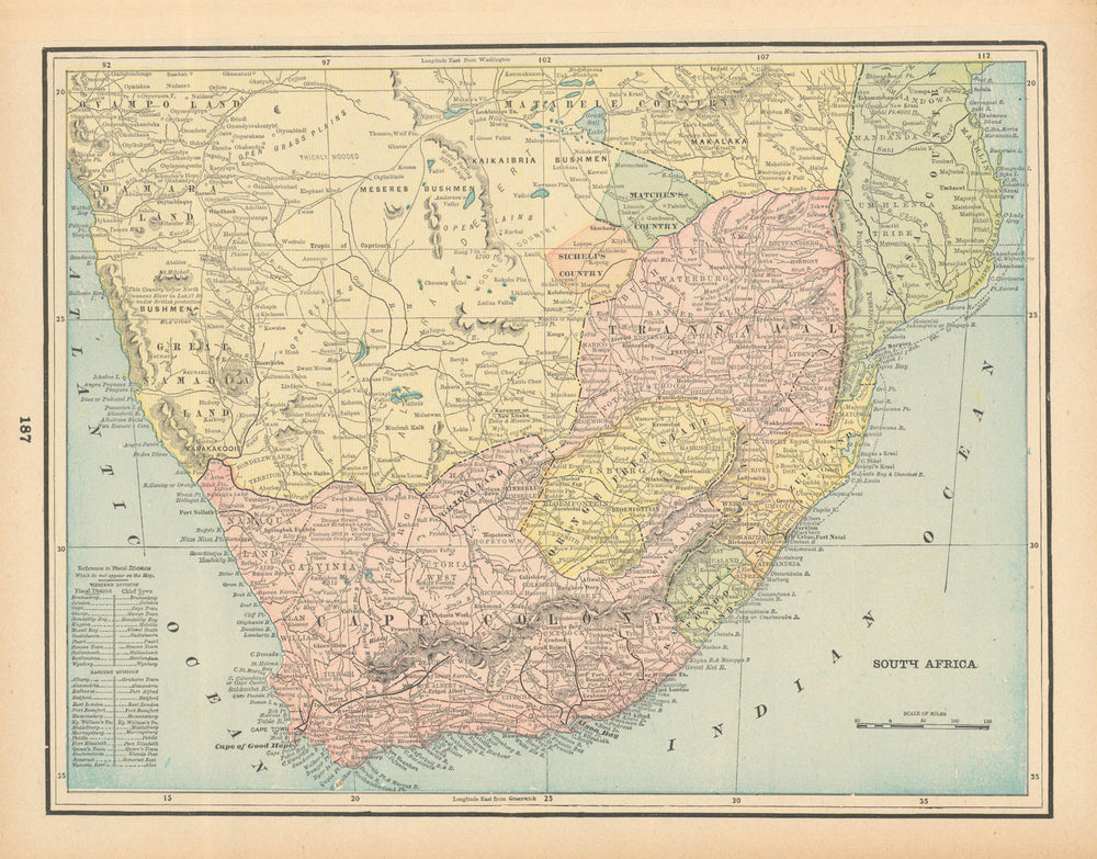 South Africa. Sichel's / Matchen's / Gasa Country. Mozambique. CRAM 1894 map
