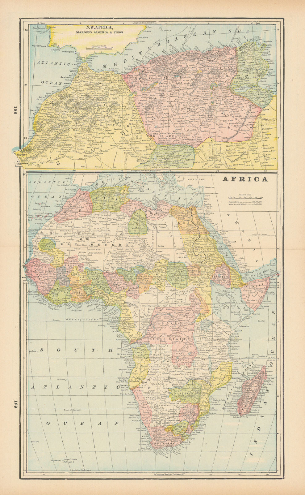 Africa. Kenya Galla. Tribal regions. Eminbey's province. CRAM 1894 old map