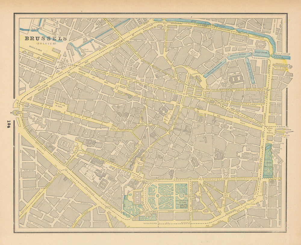 Brussels town city plan. Belgium. CRAM 1894 old antique vintage map chart