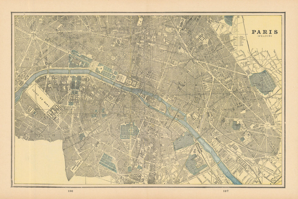 Paris town city plan. France. CRAM 1894 old antique vintage map chart