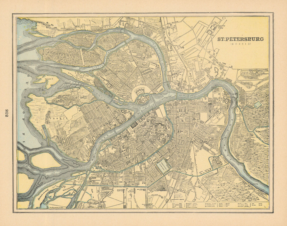 Saint Petersburg town city plan. Russia. CRAM 1894 old antique map chart