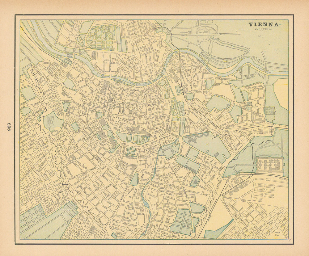 Vienna town city plan. Austria. CRAM 1894 old antique vintage map chart