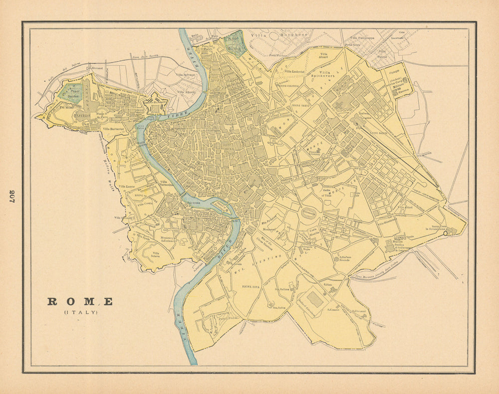 Rome town city plan. Italy. CRAM 1894 old antique vintage map chart