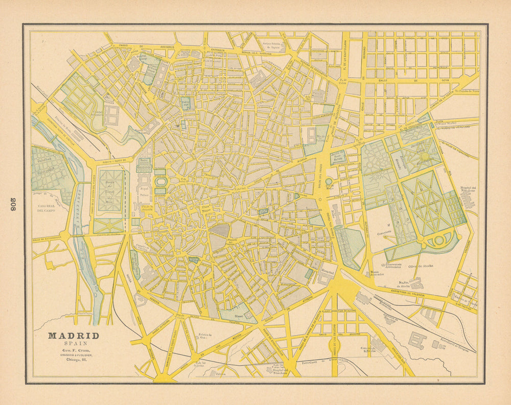 Madrid town city plan. Spain. CRAM 1894 old antique vintage map chart