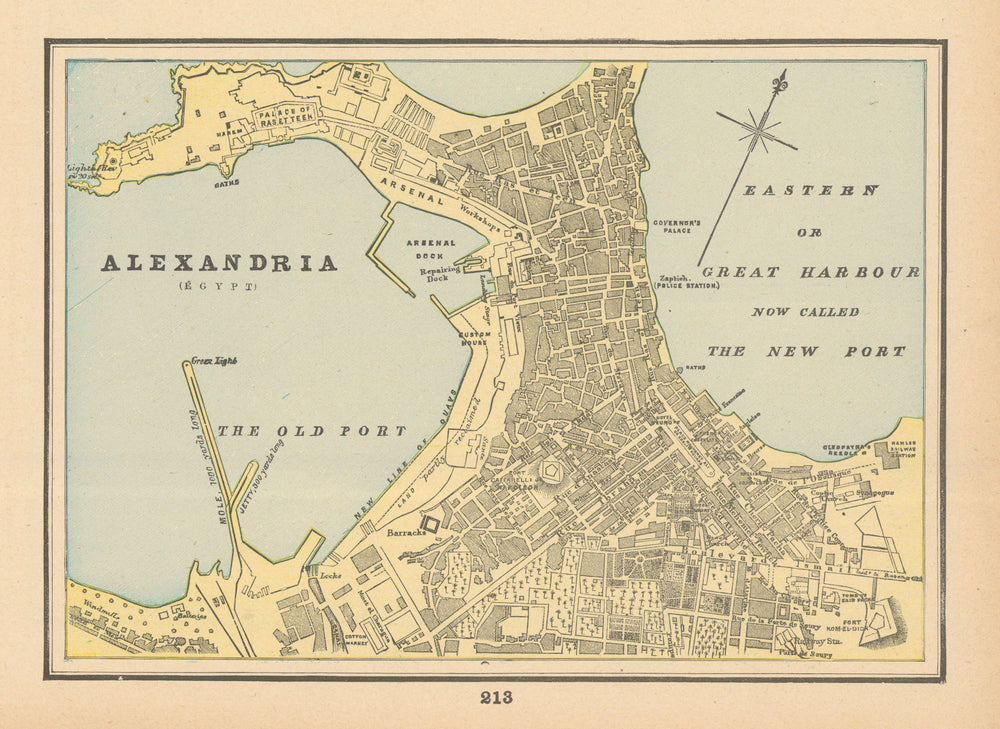 Alexandria town city plan. Egypt. CRAM 1894 old antique vintage map chart
