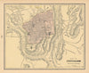 Map of Jerusalem town city plan. Israel Palestine. CRAM 1894 old antique