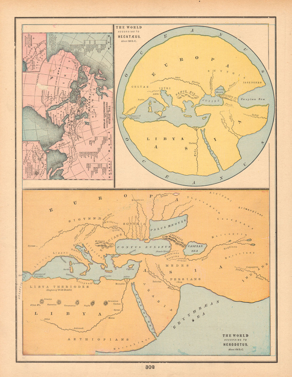 World per Hecateus 520 BC & Herodotus 450 BC. After the flood. CRAM 1894 map