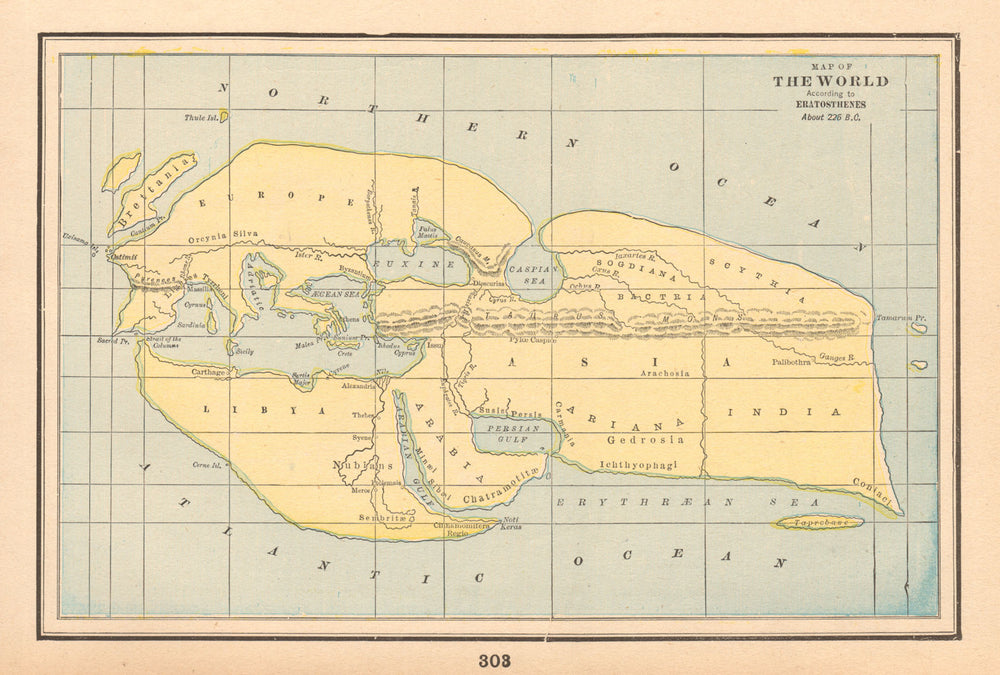 Map of the World according to Eratosthenes, about 225BC. CRAM 1894 old