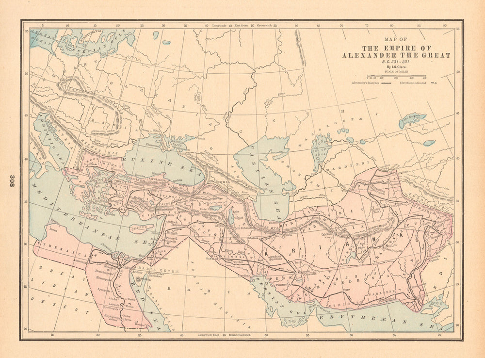 The Empire of Alexander the Great 331-301 BC. Middle East. CLARE 1894 old map