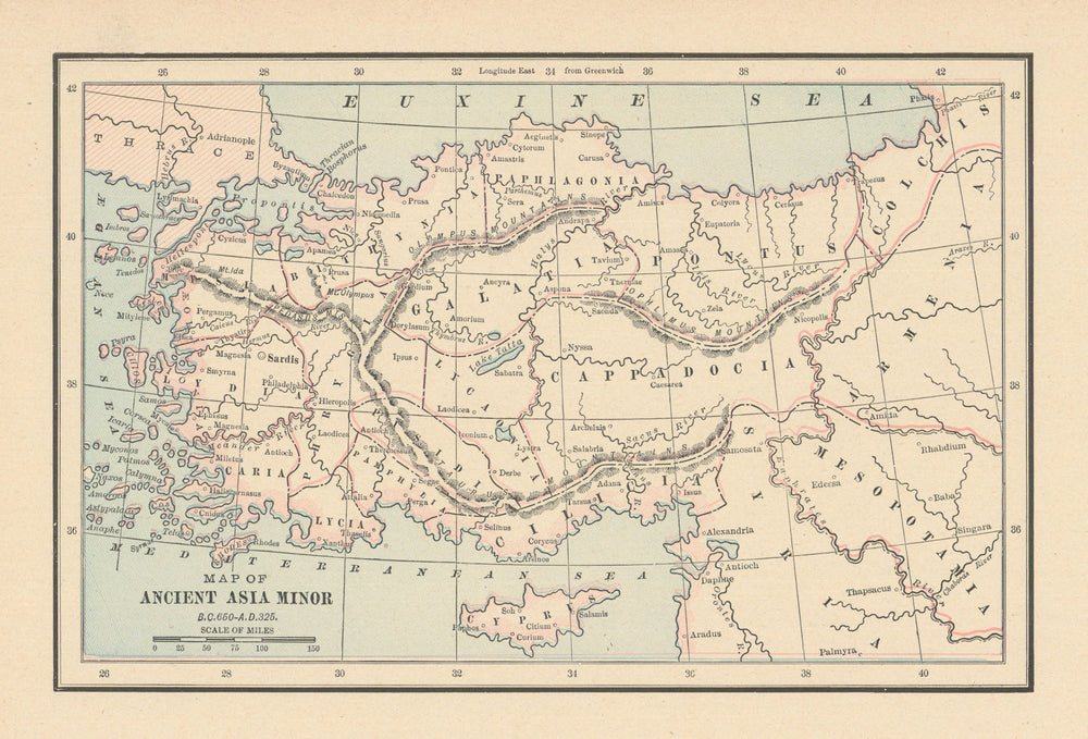 Ancient Asia Minor 650 BC - 325 AD. Turkey. CRAM 1894 old antique map chart
