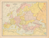 Map of Europe, AD 1000 by I.S. CLARE 1894 old antique vintage plan chart