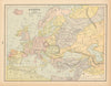 Map of Europe, AD 1200 by I.S. CLARE 1894 old antique vintage plan chart