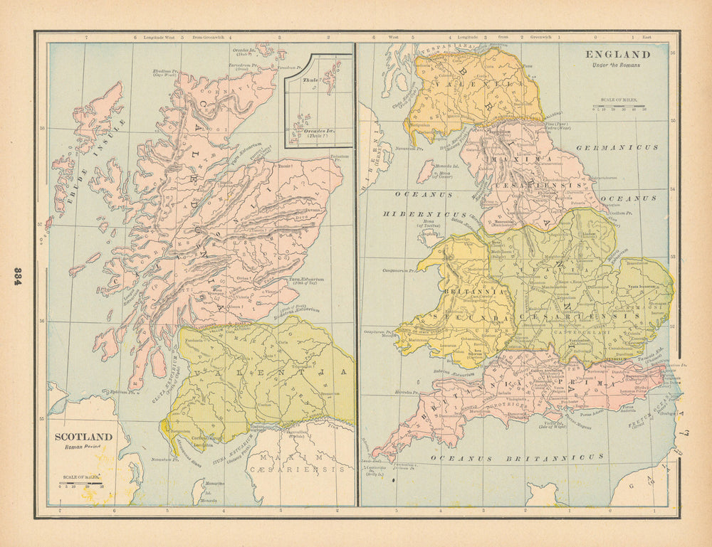 England under the Romans. Scotland, Roman Period. Great Britain. CRAM 1894 map