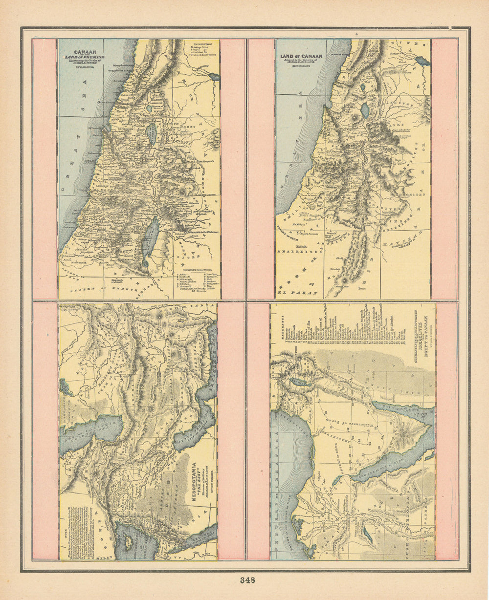 Canaan Book Joshua Judges Mesopotamia Abraham Isaac Jacob Israelites 1894 map