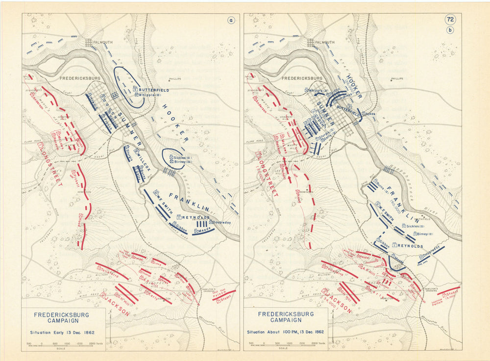 American Civil War. Morning 13 December 1862. Battle of Fredericksburg 1959 map