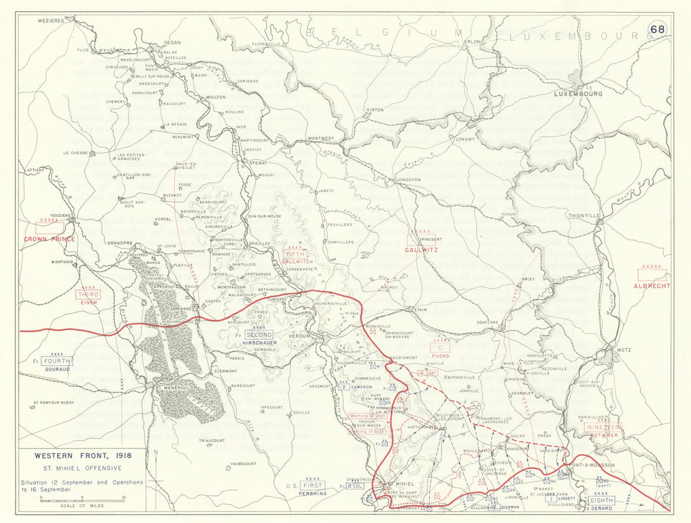 World War 1. Western Front 12-16 September 1918. St. Mihiel Offensive 1959 map