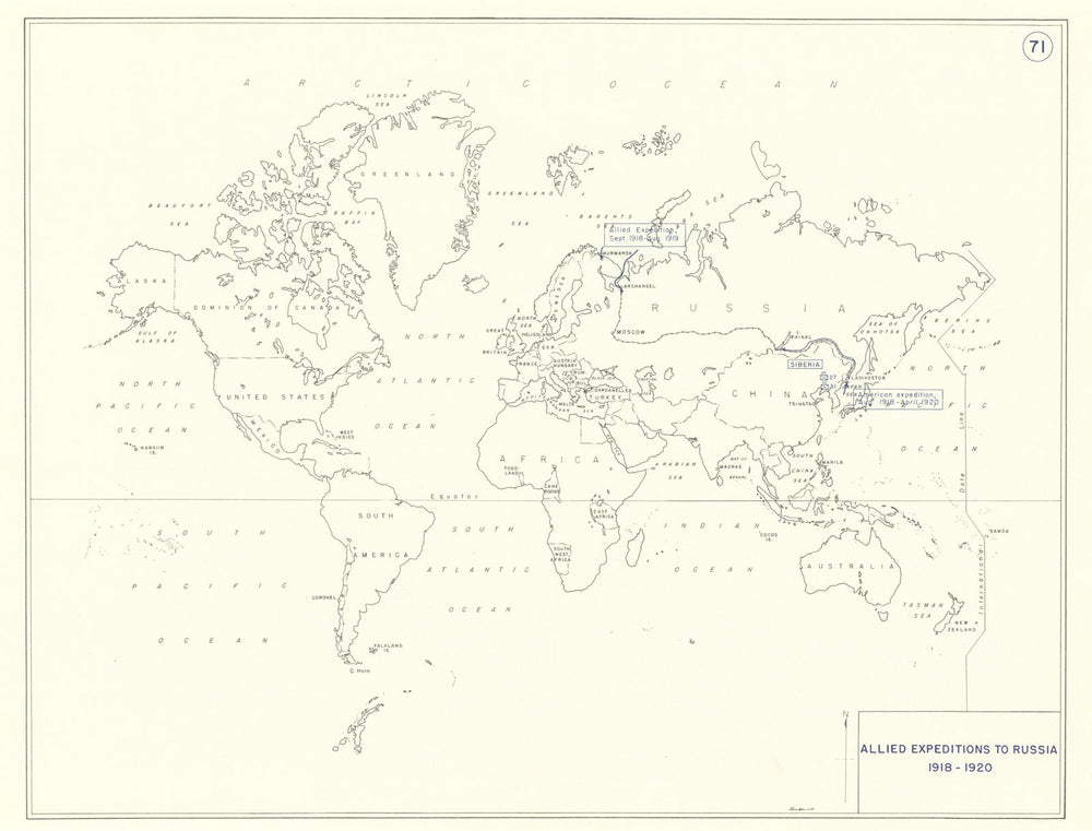 Allied Expeditions 1918-1920. North Russian & Siberian interventions 1959 map