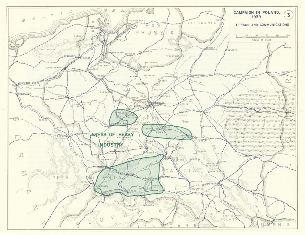 World War 2. Poland Campaign 1939. Terrain Communications Industry 1959 map