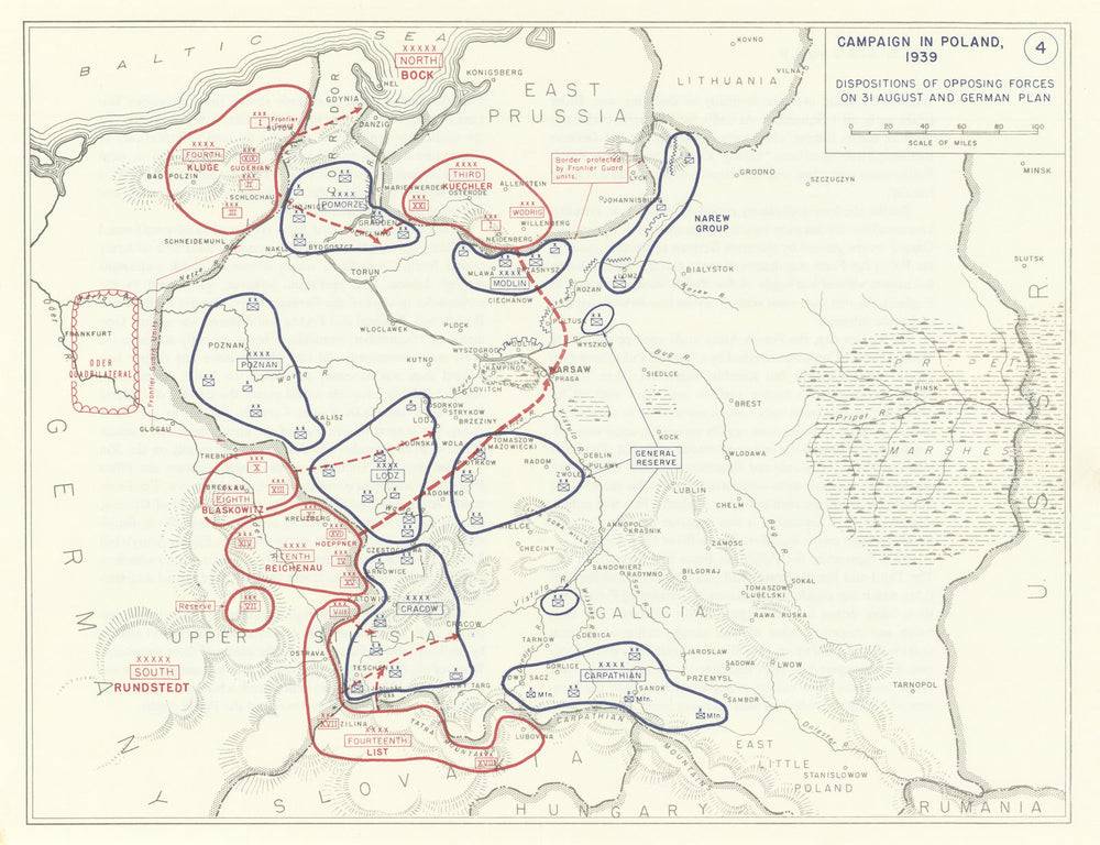 World War 2. Poland Campaign Opposing Forces 31 August 1939 German Plan 1959 map