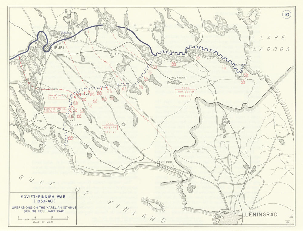 World War 2. Soviet-Finnish Winter War Feb 1940 Ops Karelian Isthmus 1959 map