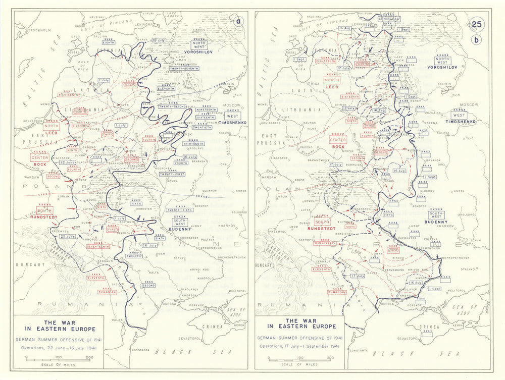 June Offensive Map World War 2. Eastern Front. June-Sept 1941 German Summer Offensive 1959 ...