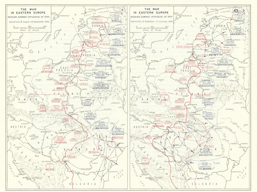 World War 2. Eastern Front. August-Dec 1944 Russian Summer Offensive 1959 map