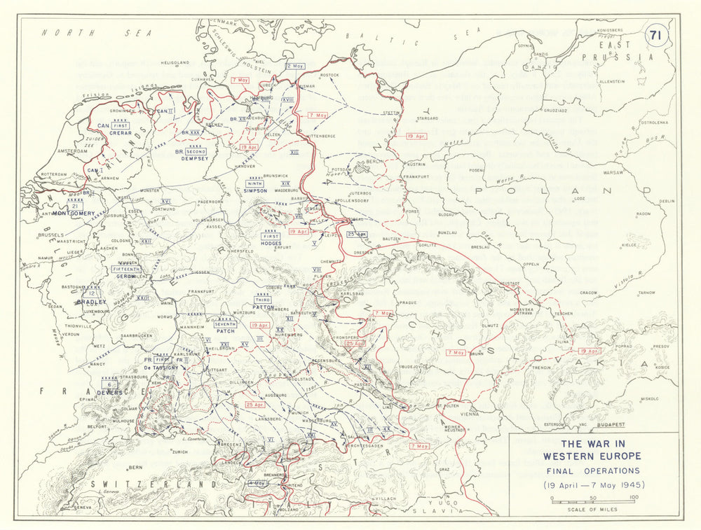World War 2. Fall of Nazi Germany. Final Operations 19 April-7 May 1945 1959 map
