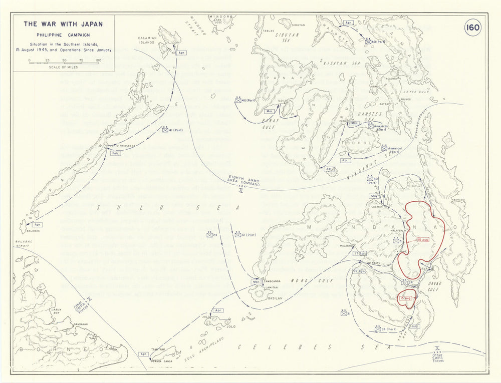 World War 2. Philippine Campaign. Jan-August 1945 Southern Islands Ops 1959 map