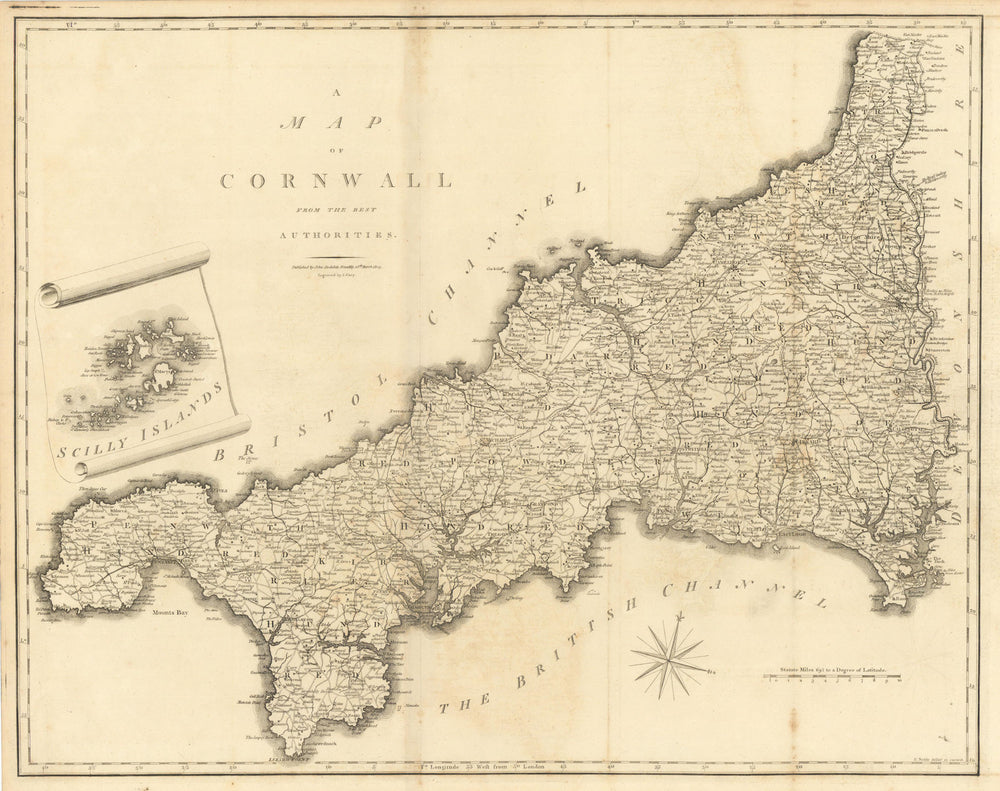 "A map of Cornwall from the best authorities". County map. CARY 1806 old